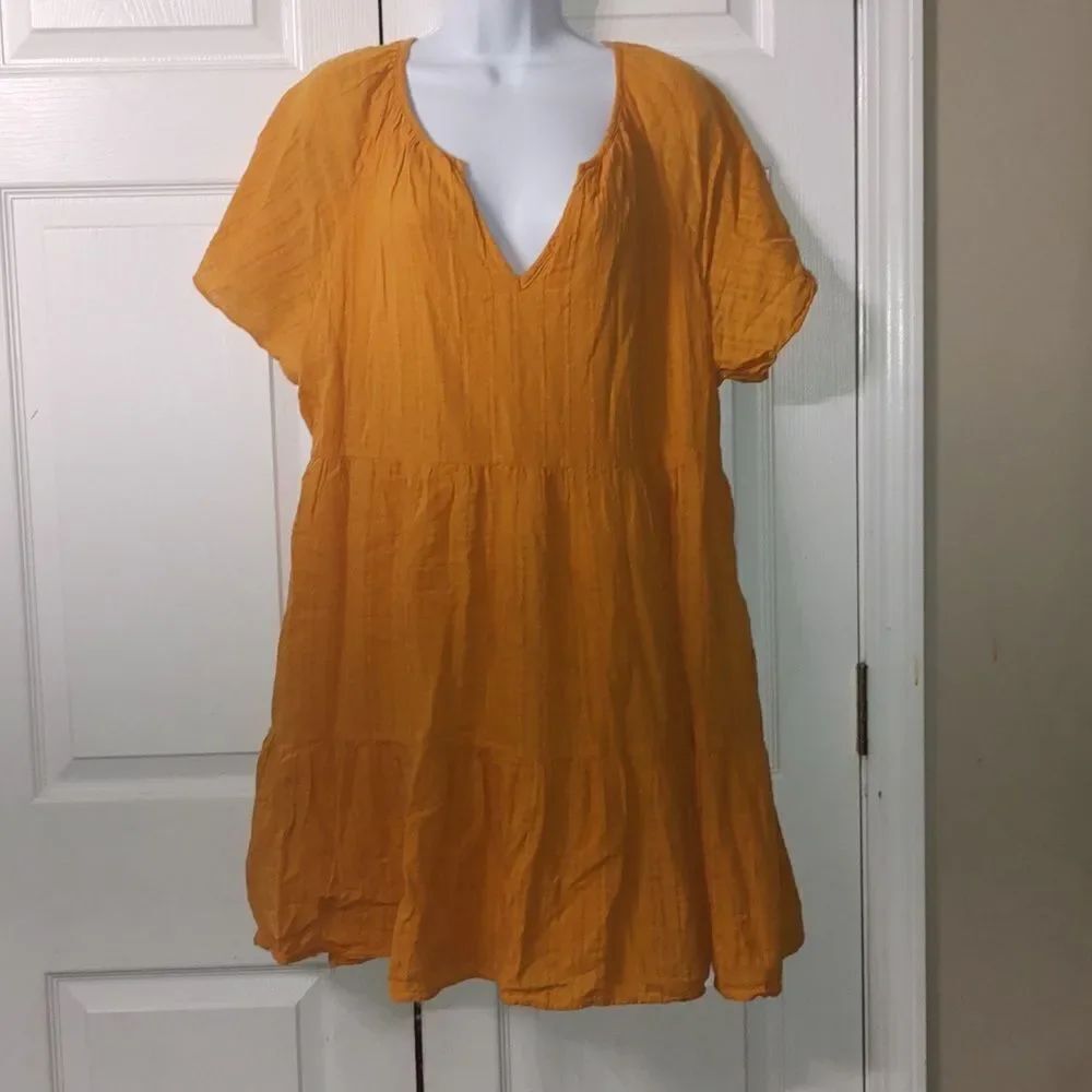 Knox Rose mustard color tunic casual dress pockets boho western Sz XXL NWOT